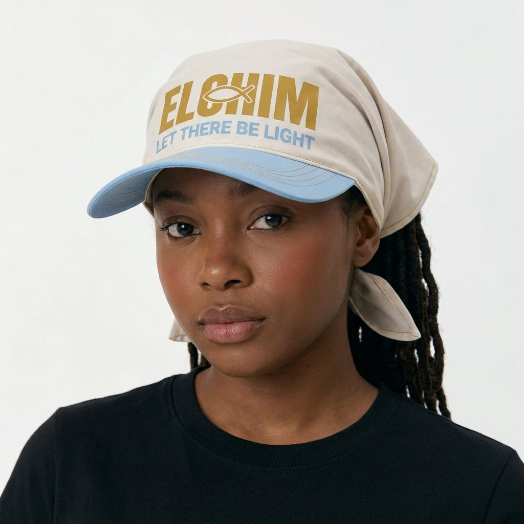 Elohim cap, on model