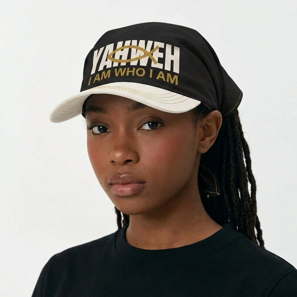 Yahweh cap, on model