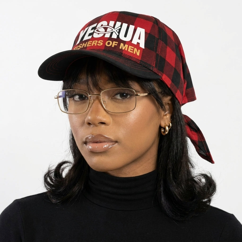 Yeshua cap, on model