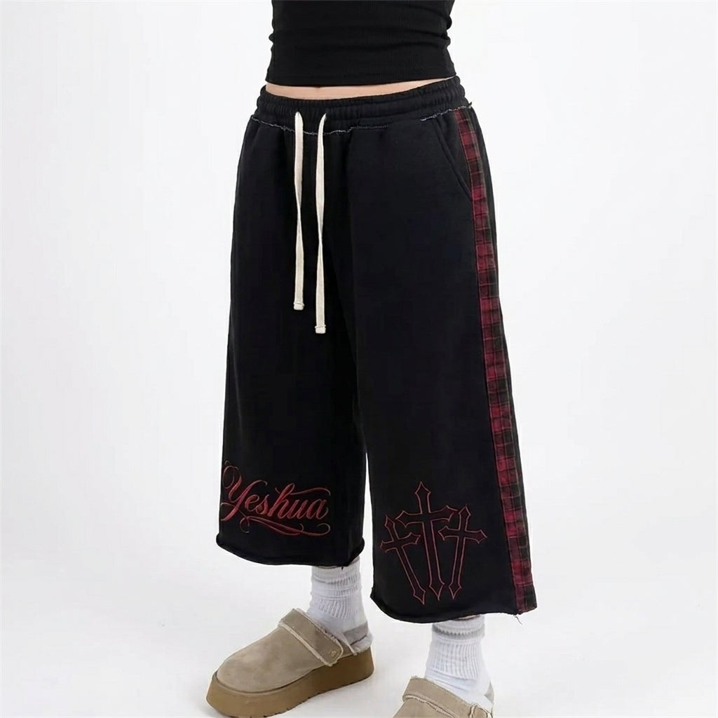 Yeshua shorts, red, on model