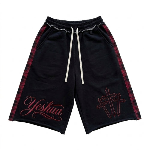 Yeshua shorts, red, front, white background